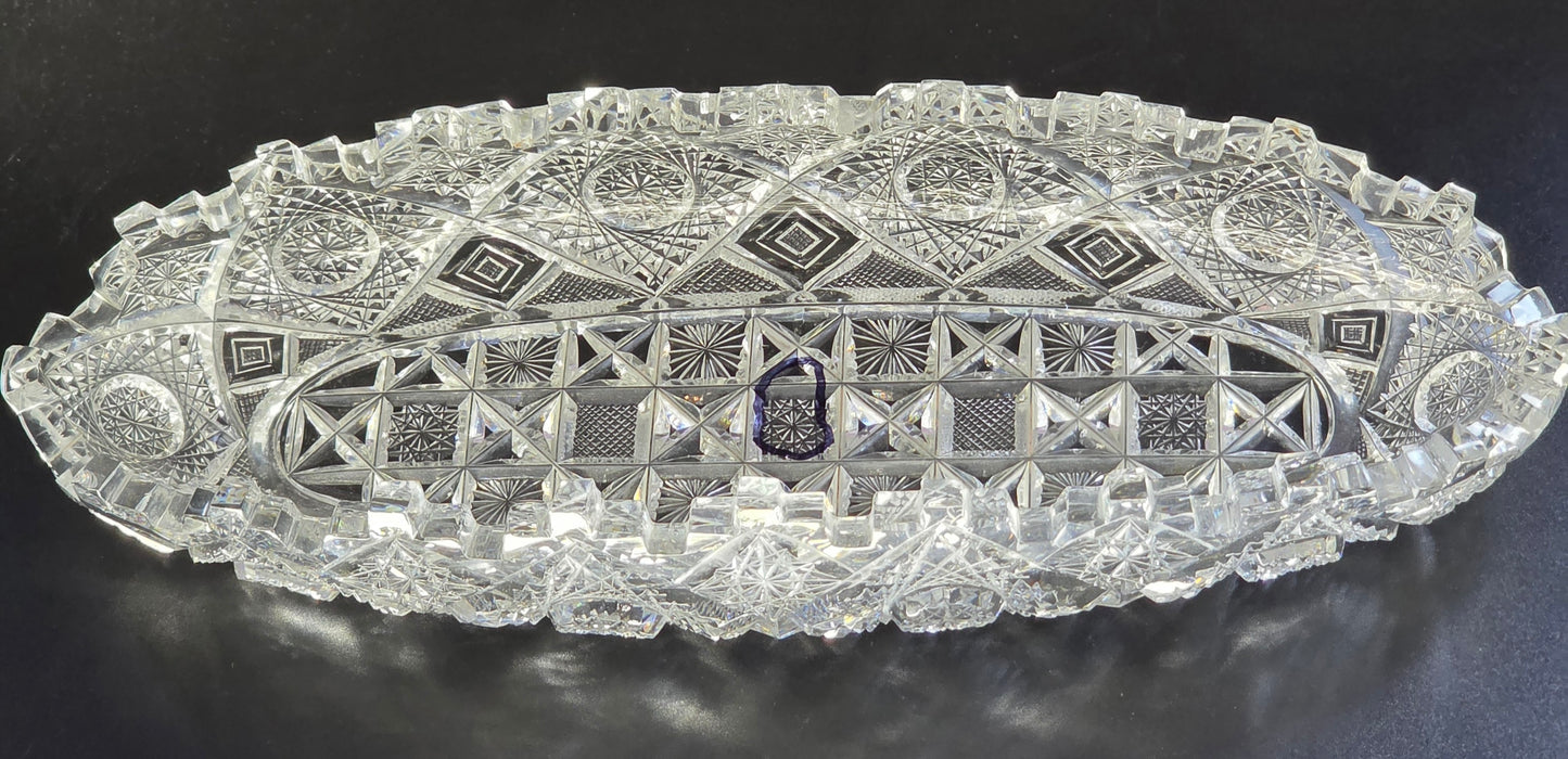 ABP cut glass Signed Clark Prima Donna oval dish American brilliant period pa8 -
