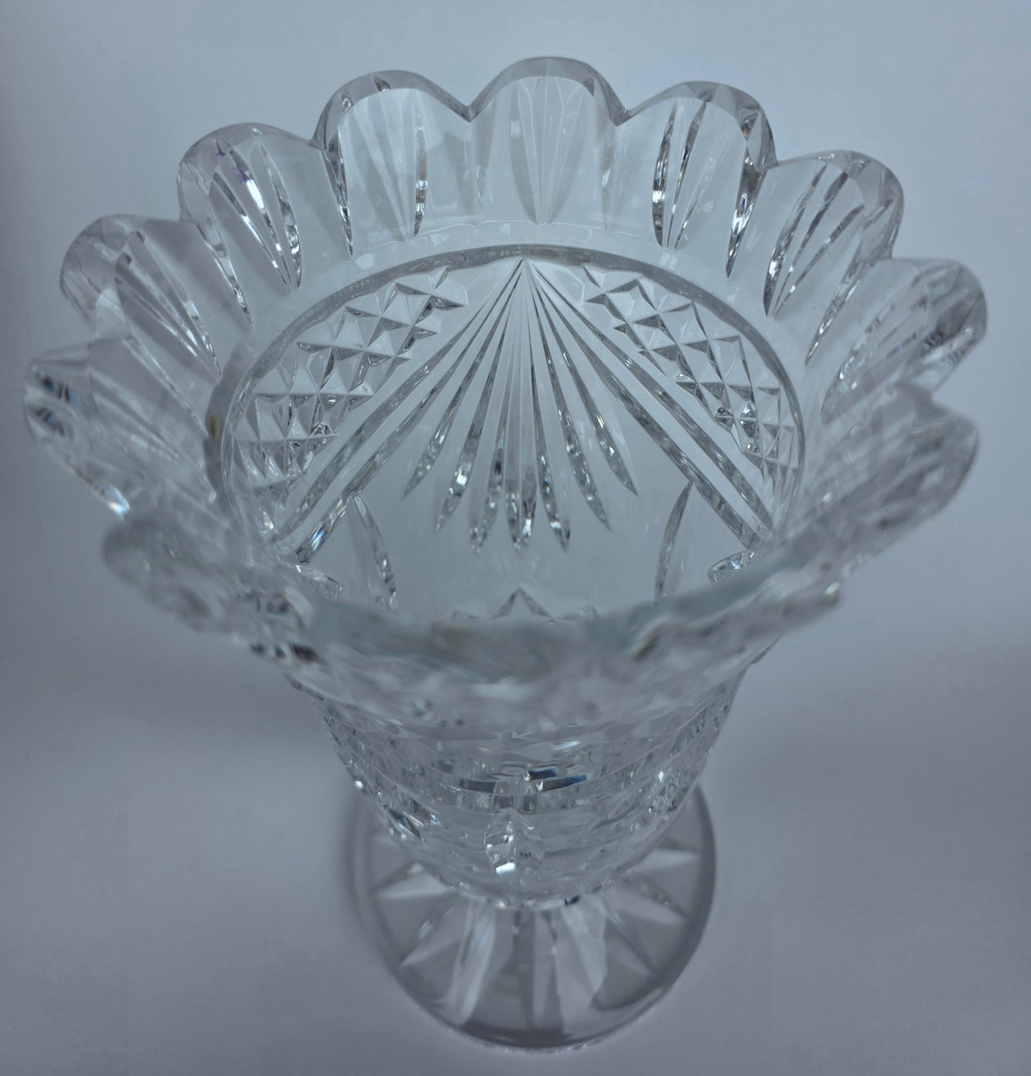 Waterford GLASS signed gegorgan vase footed old cut in Ireland 95WS