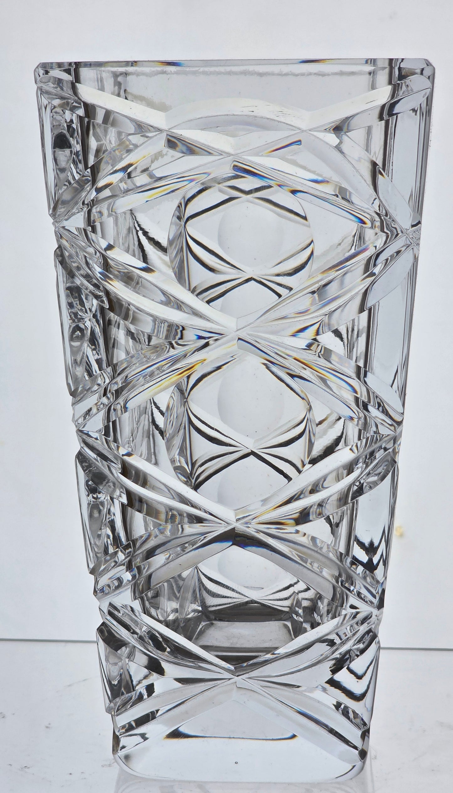 Hand cut square vase Signed Peter ORourke Made in USA Mt Pleasant PA for Engravers