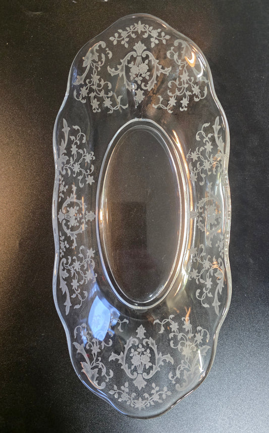 Fostoria Navarra relish dish, Made in USA