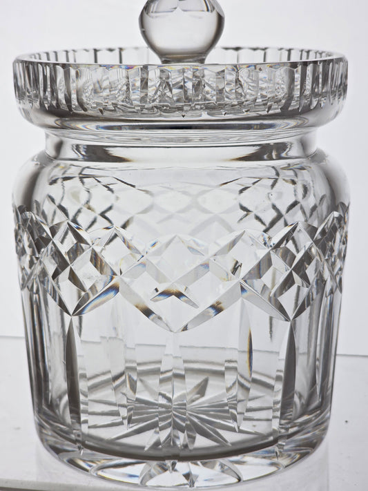 Signed Waterford crystal Lismore cookie jar with lid