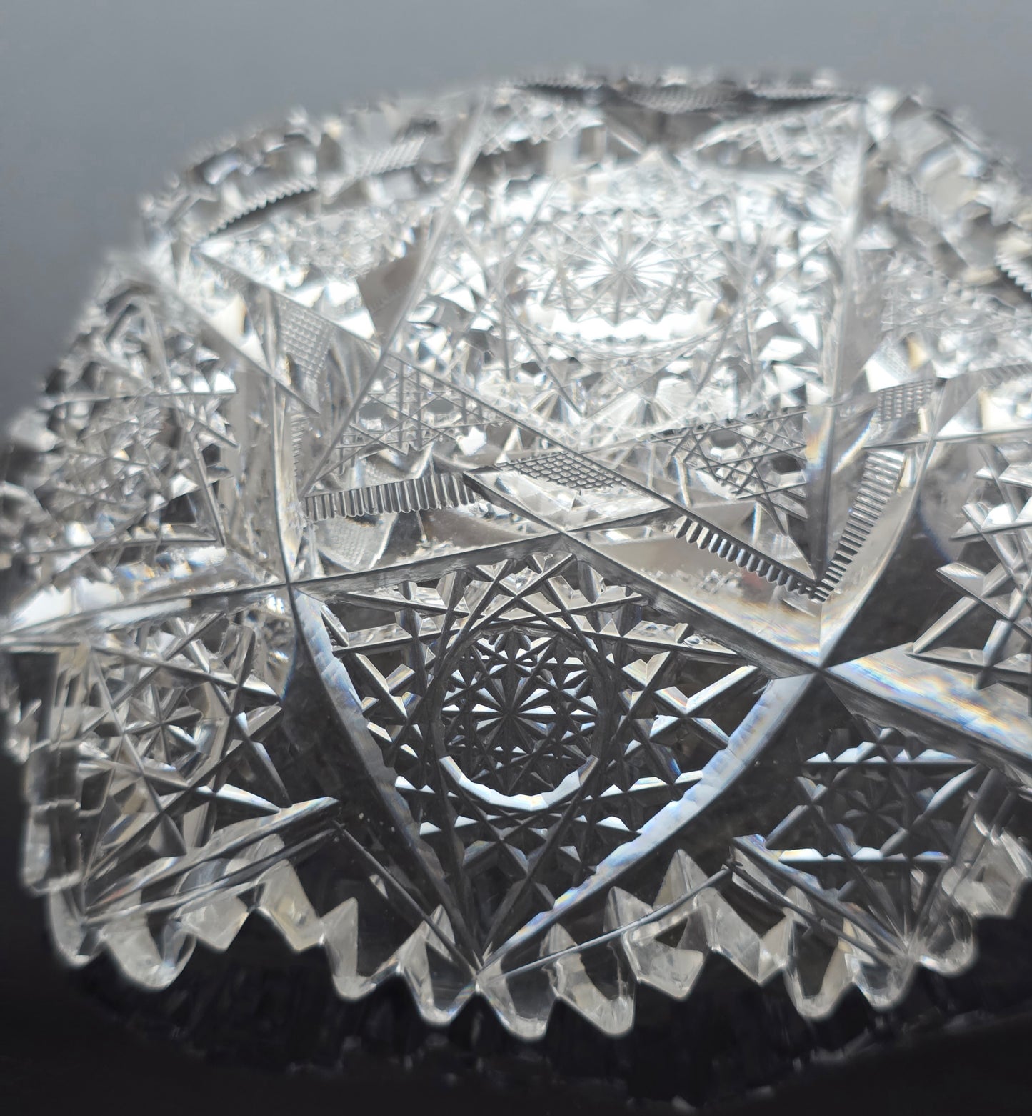 ABP cut glass square dish American brilliant period 1886 -1915 bob71