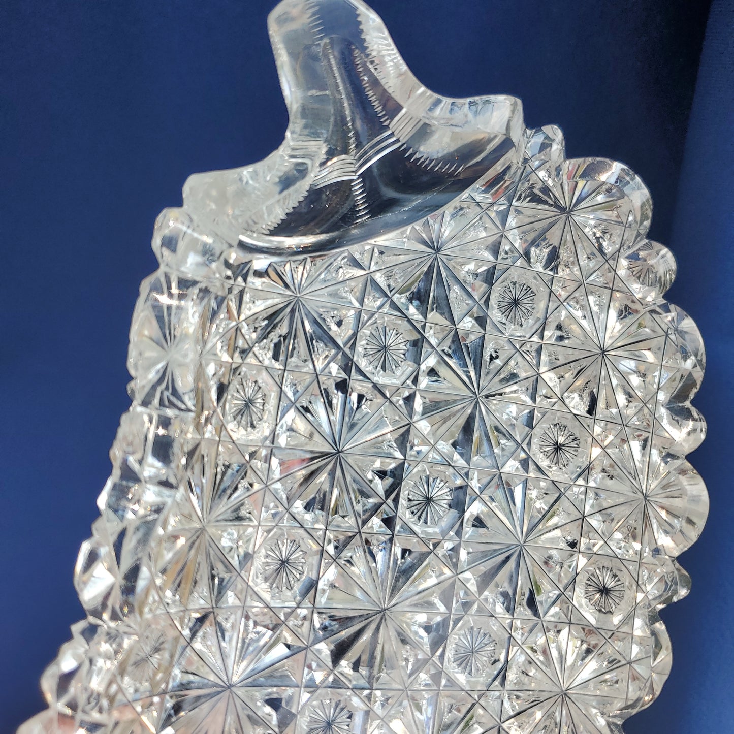 Cut glass leaf shape dish Russian