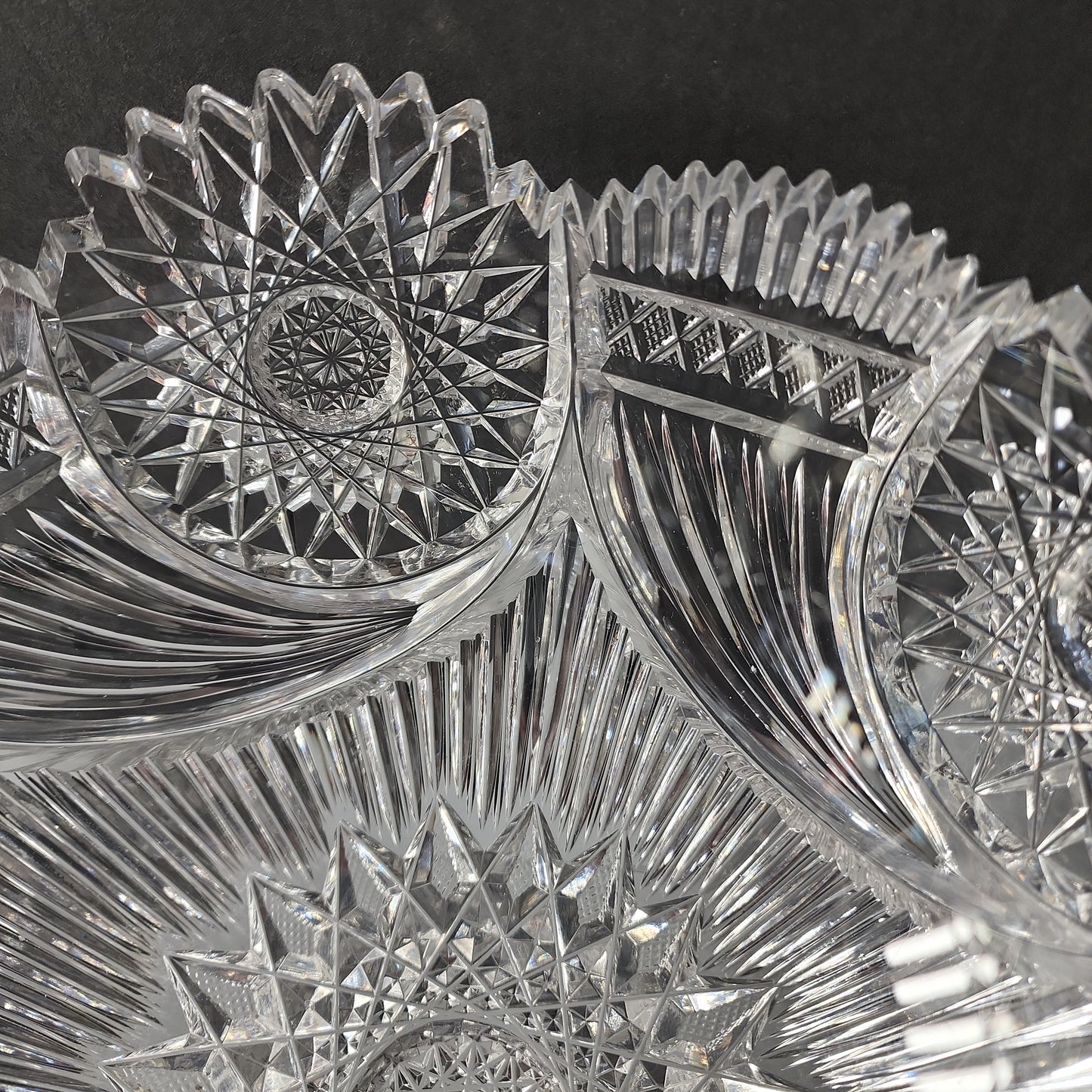 Bergen Cornucopia ABP bowl REPAIRED hand cut glass mouth blown Blank