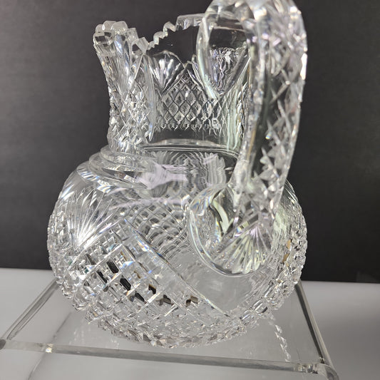 American Brilliant Period Cut Glass Pitcher Strawberry Antique