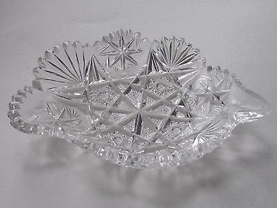 American Brilliant Period Cut Glass odd shape dish ABP antique - O'Rourke crystal awards & gifts abp cut glass