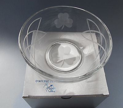 Hand cut glass bowl, Celtic shamrock gift Can be customized - O'Rourke crystal awards & gifts abp cut glass