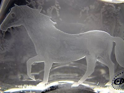 Hand Cut Glass Horse pattern paperweight, 24% lead crystal - O'Rourke crystal awards & gifts abp cut glass