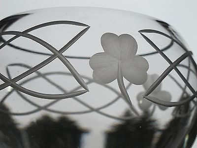 Hand cut lead crystal bowl, Shamrock celtic Mouth blown, gift - O'Rourke crystal awards & gifts abp cut glass