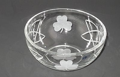 Hand cut glass bowl, Celtic shamrock gift Can be customized - O'Rourke crystal awards & gifts abp cut glass