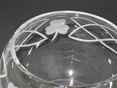 Hand cut lead crystal bowl, Shamrock celtic Mouth blown, gift - O'Rourke crystal awards & gifts abp cut glass