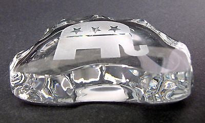 GLASS 24% LEAD CRYSTAL PAPERWEIGHT republican made in USA - O'Rourke crystal awards & gifts abp cut glass