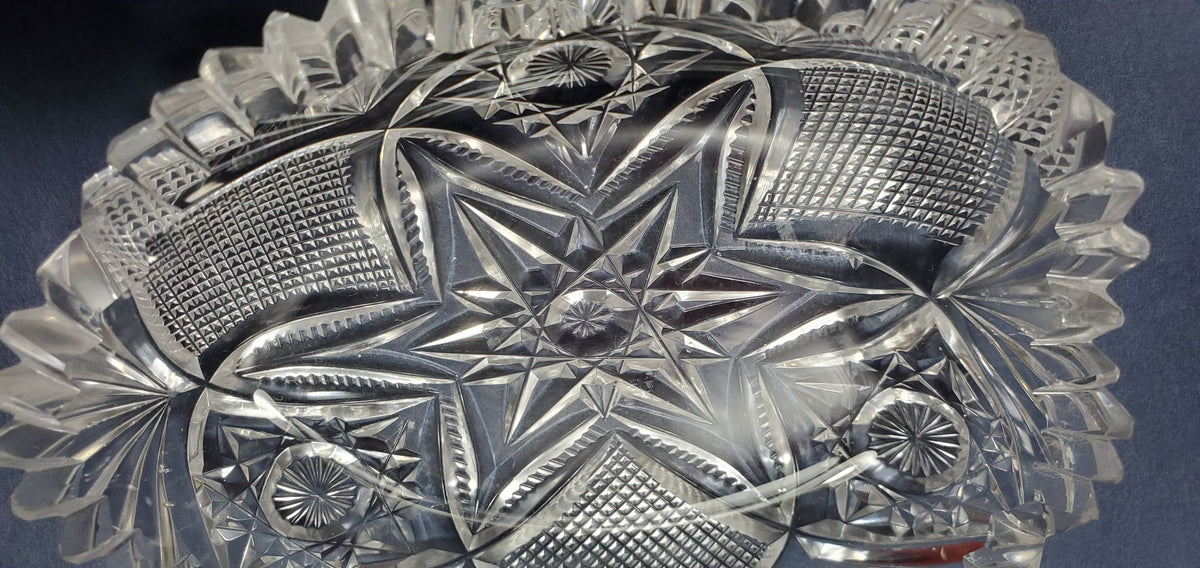 ABP cut glass odd shape dish American brilliant