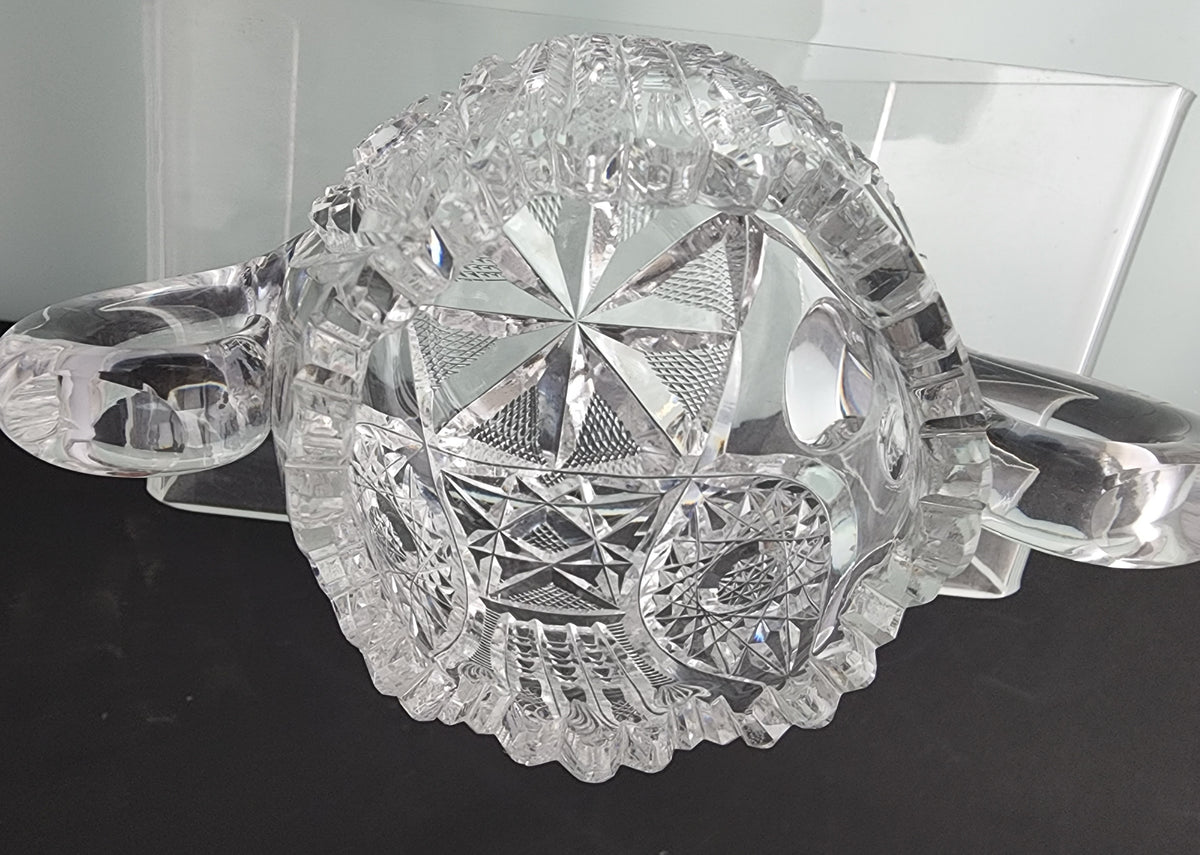 Sugar and creamer American Brilliant Period Cut Glass Antique tg