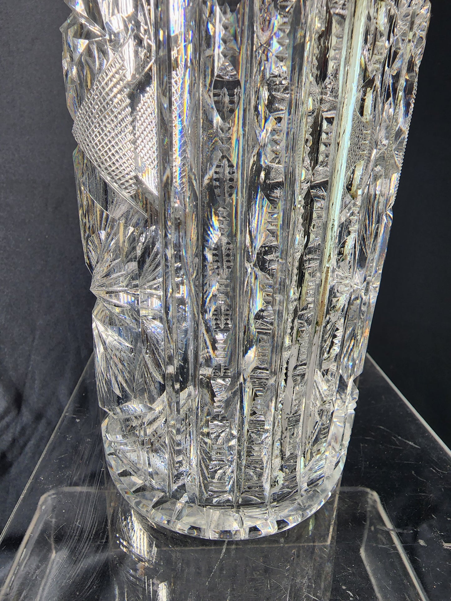Hand Cut Glass ABP handled whiskey Decanter