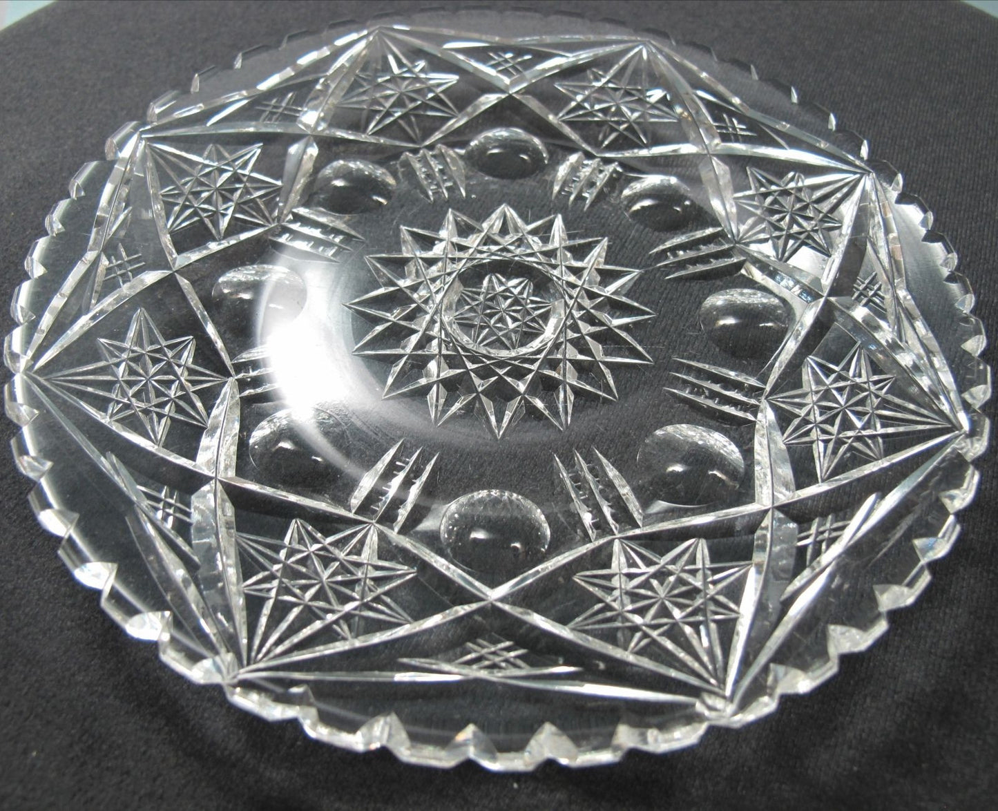 Plate American Brilliant Period Cut Glass blown blank Antique - O'Rourke crystal awards & gifts abp cut glass