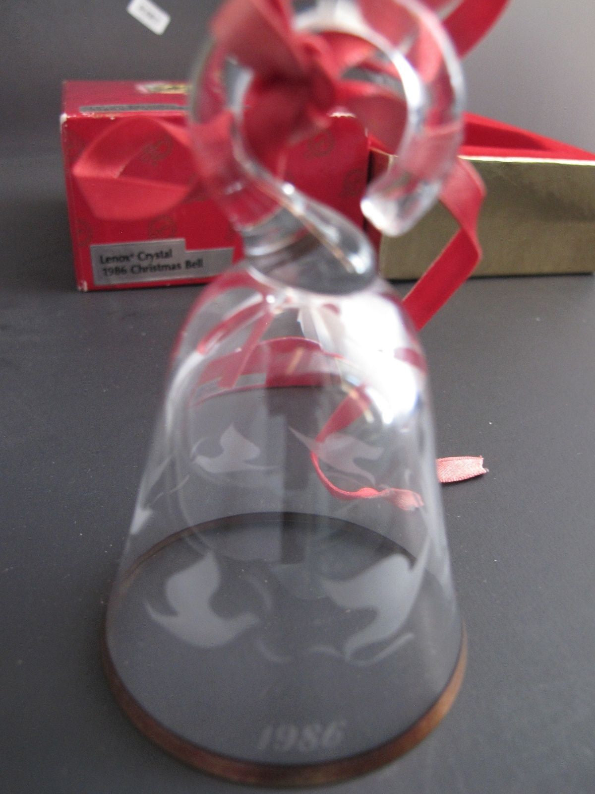 Lenox Crystal 1986 doves Tree miniature bell ornament Made in USA - O'Rourke crystal awards & gifts abp cut glass