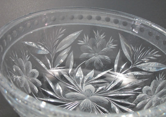 American Brilliant Period Cut Glass bowl ABP Antique Floral WHEEL CUT - O'Rourke crystal awards & gifts abp cut glass