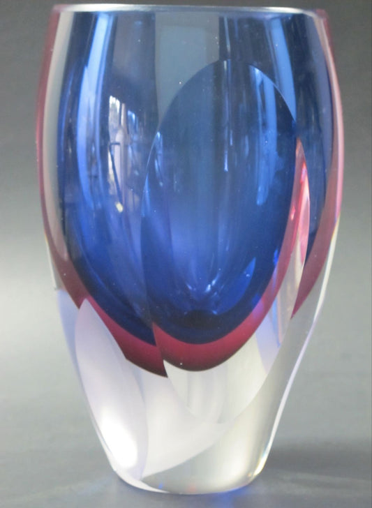 Hand Cut Glass blue vase / cranberry - O'Rourke crystal awards & gifts abp cut glass