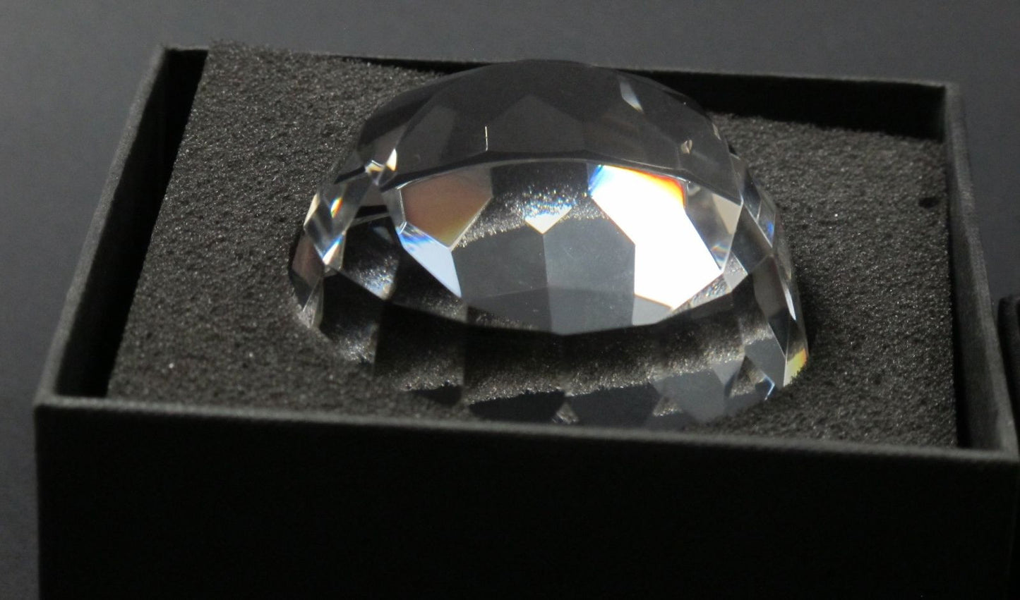Half Globe pattern glass faceted paperweight, - O'Rourke crystal awards & gifts abp cut glass