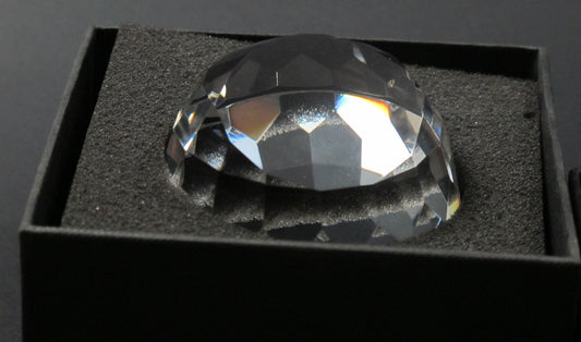 Half Globe pattern glass faceted paperweight, - O'Rourke crystal awards & gifts abp cut glass