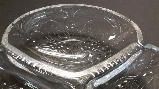 Hand cut crystal 3 section dish - O'Rourke crystal awards & gifts abp cut glass
