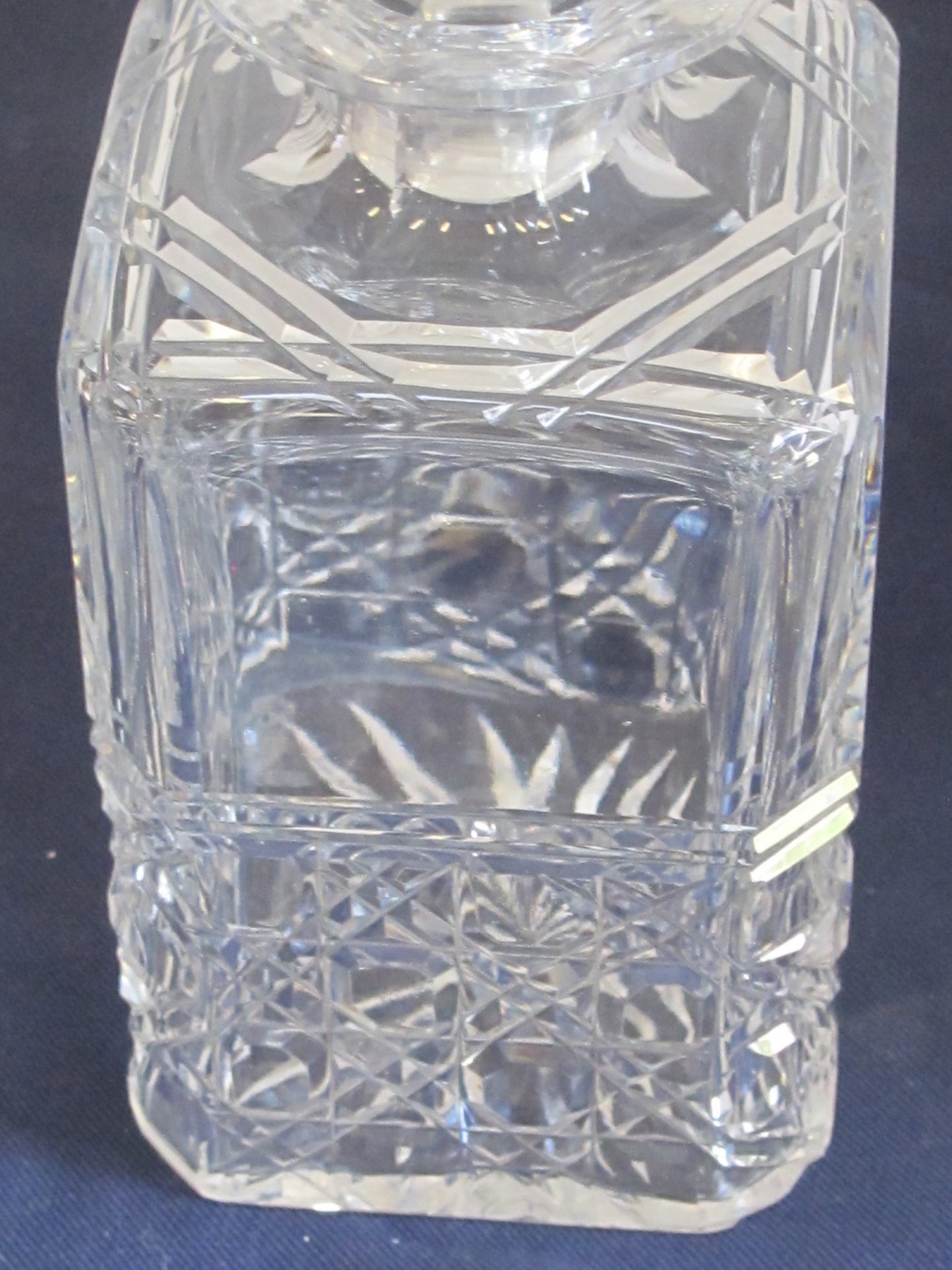 Signed Edinburgh Scotland hand Cut glass square Crystal decanter