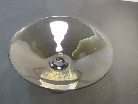 Erickson charcoal glass bowl with controlled bubbles