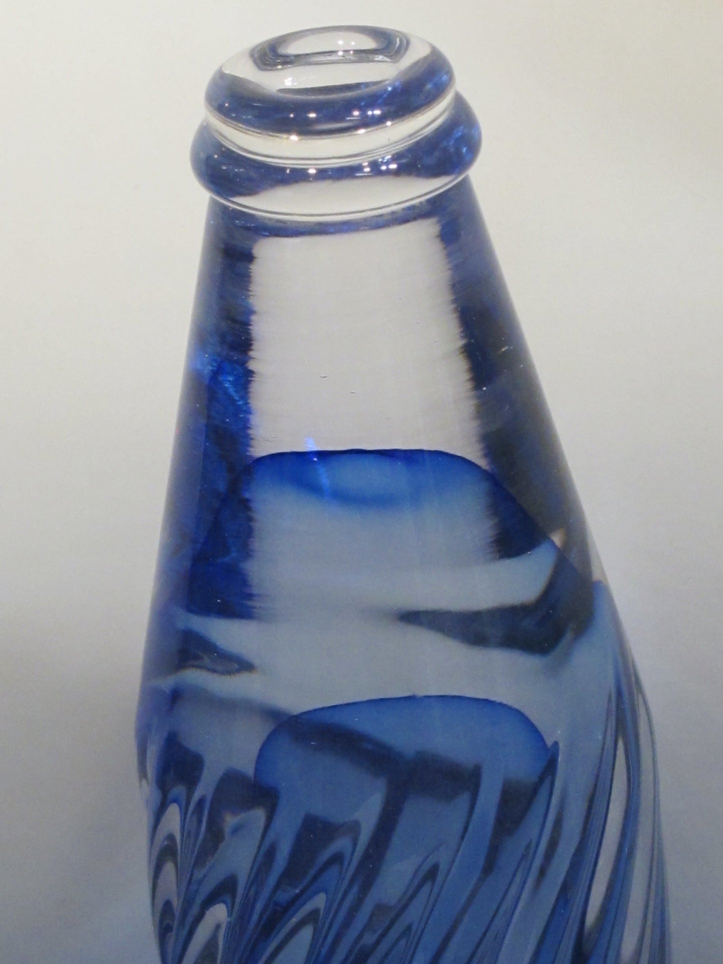 Art glass blue veiled BOTTLE