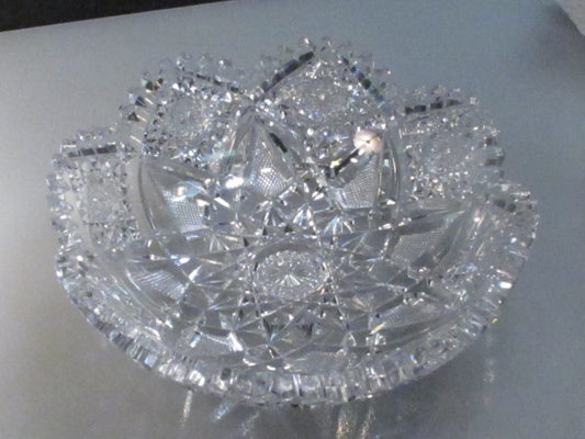 American Period Cut Glass low bowl Antique crystal hobstar