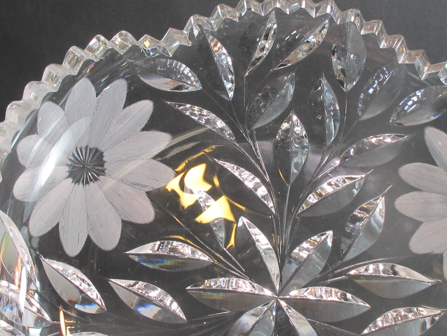 Crystal Cut Glass low Bowl Antique