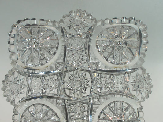 American Brilliant Period hand Cut square low bowl