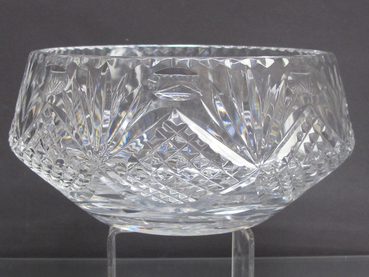 Signed Hand Cut Glass bowl English blown blank Stuart ?