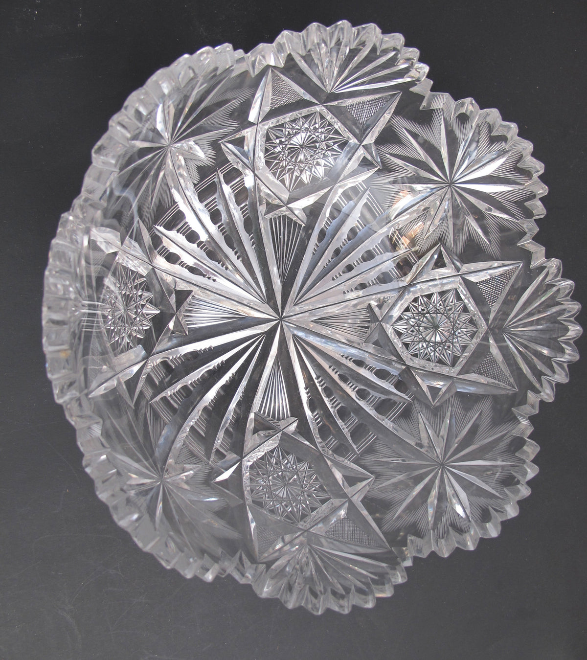 Oasis Anderson American Brilliant Period Cut Glass ABP Antique 8" bowl Made in USA - O'Rourke crystal awards & gifts abp cut glass