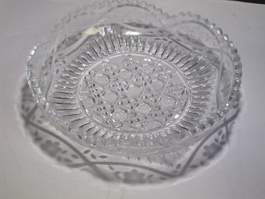 American Brilliant Period Cut Glass Signed P&B low bowl Antique
