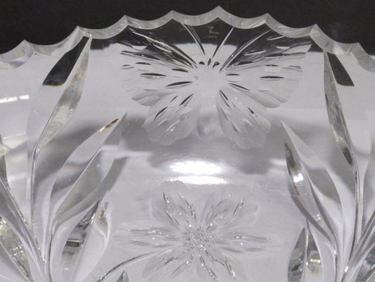 ABP cut glass low bowl Murillo Pairpoint Butterfly ANTIQUE C1