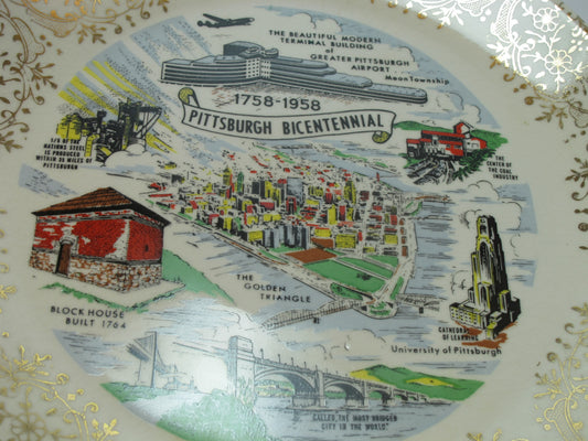 Pittsburgh Bicentennial plate made in USA 22K