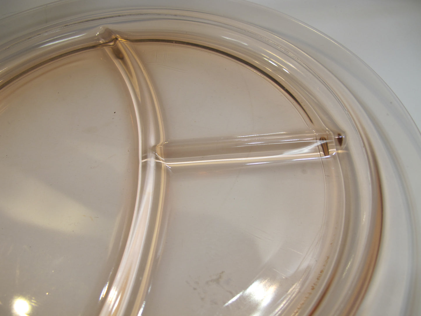 Pink Depression Glass 3 section dinner / lunch Plate vintage