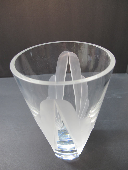 Cut Glass vase Lenox USA crystal Wings