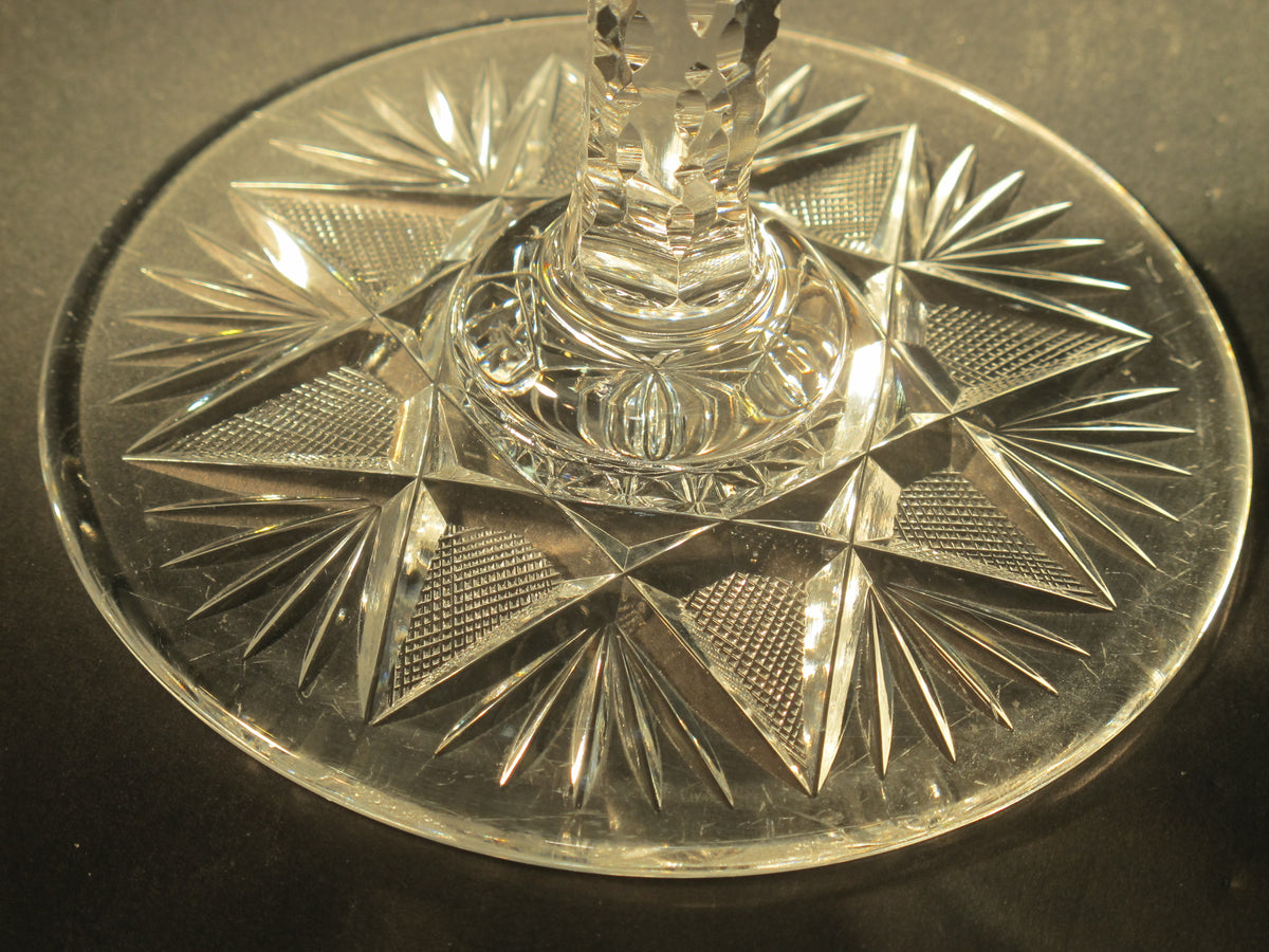 American Brilliant Period Cut Glass compote, Antique 12"