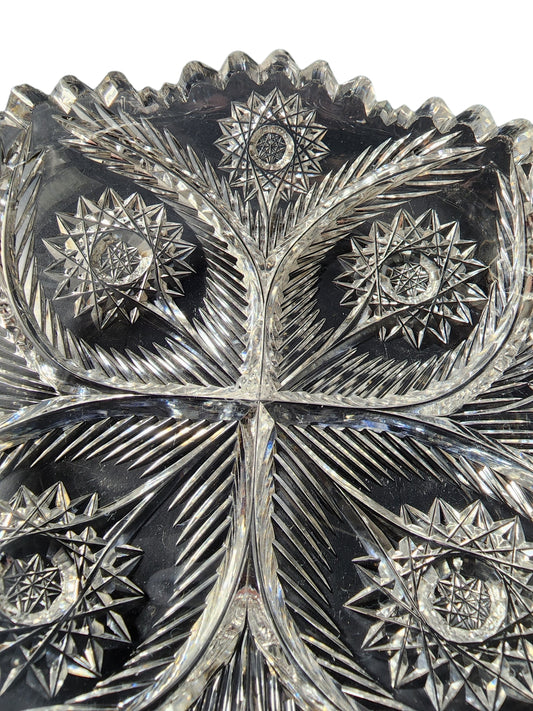 Signed libbey ABP cut glass dish American brillant