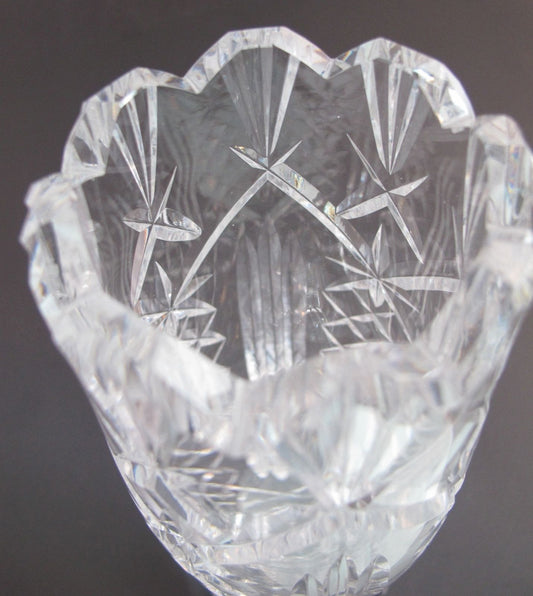 Waterford CUT GLASS signed vase footed old cut in Ireland - O'Rourke crystal awards & gifts abp cut glass