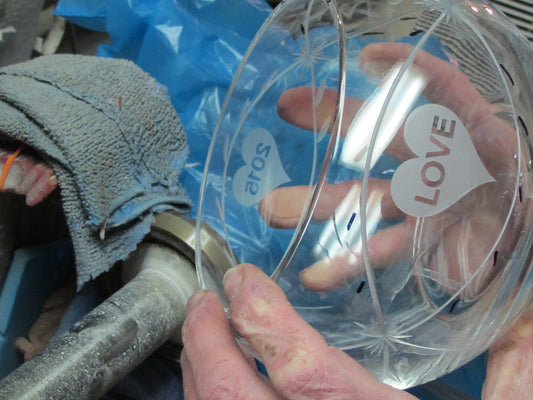 Glass cutting lessons at Mt Pleasant glass museum 15666