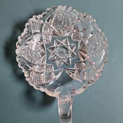 ABP Crystal Cut Glass handled nappie IRV