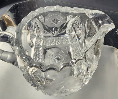 HAND  CUT GLASS creamer ROSE Ch