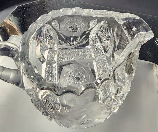 HAND  CUT GLASS creamer ROSE Ch