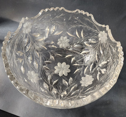 Bowl REPAIRED hand cut glass mouth blown Blank