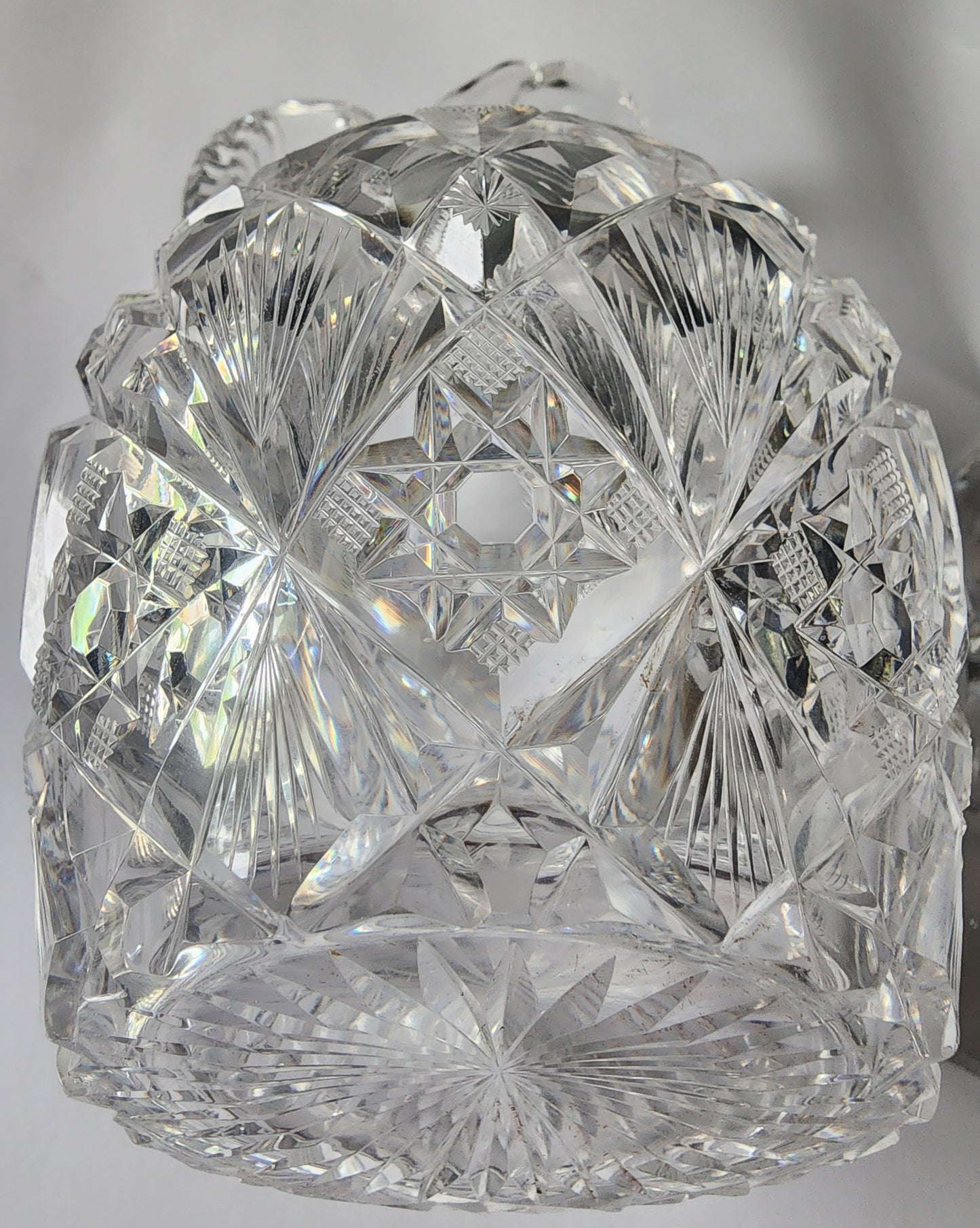 Hand Cut Glass ABP handled Decanter
