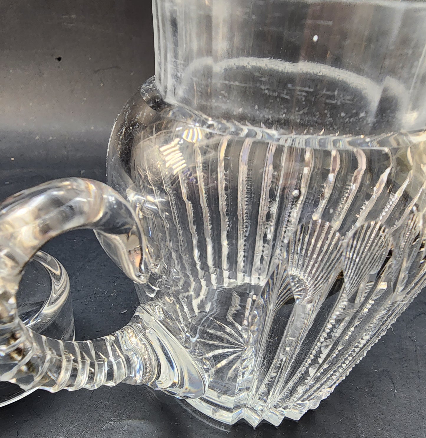 ABP cut glass covered jar with sterling lid Antique