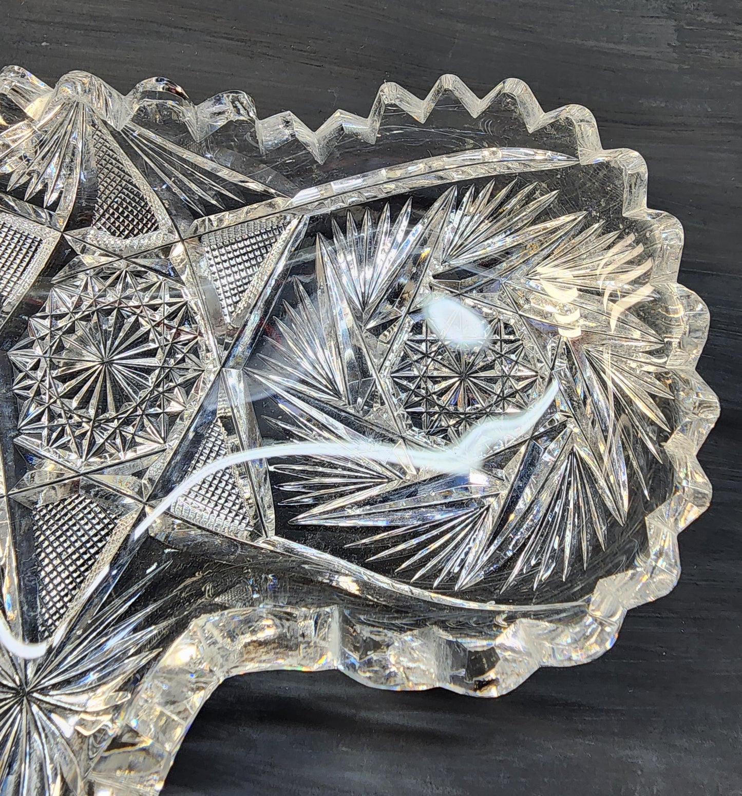 ABP Brilliant Period Cut Glass bon bon dish Antique